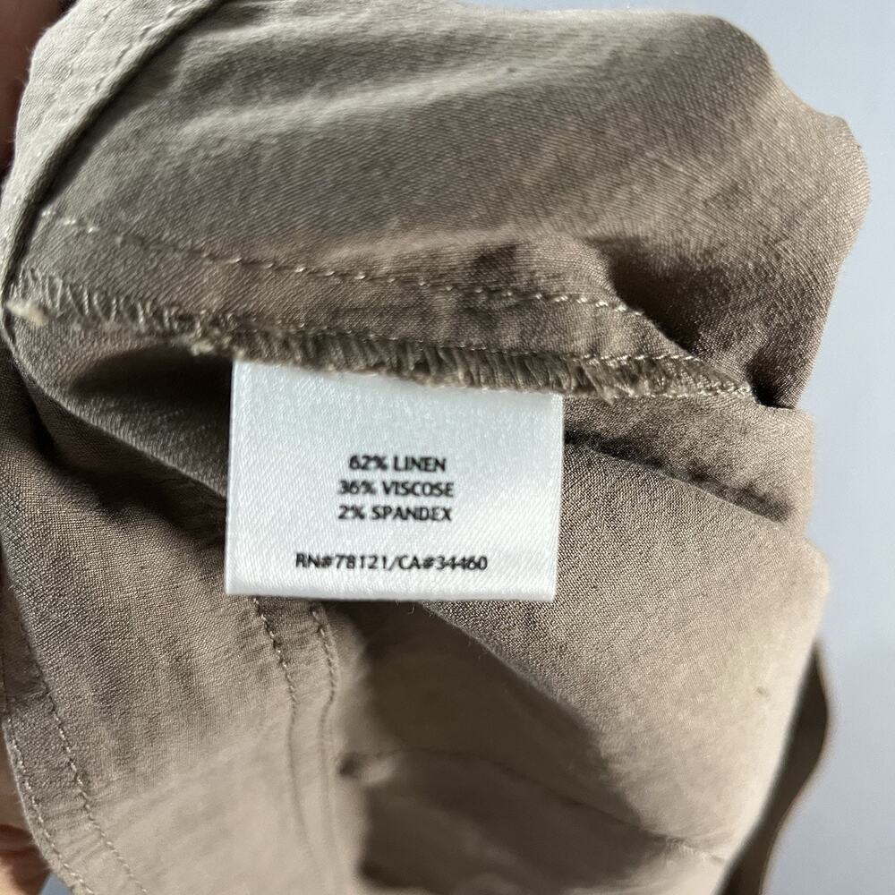 Eileen Fisher Linen Straight Leg Tan Size 12 Clasp‎ Closure Mid Rise Stretch - Picture 8 of 11